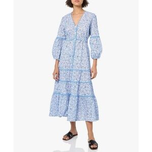 Shoshanna Blue White Cotton Eyelet Shirt Dress Swim Cover-Up​​